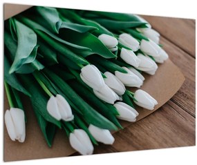 Tablou cu buchet de lalele albe (90x60 cm)