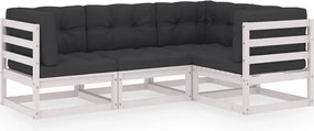 vidaXL Set mobilier de grădină cu perne, 4 piese, lemn masiv de pin