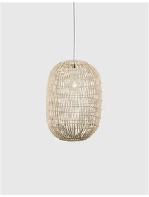 Suspensie Natural Ratan Black Fabric Wire &amp; Base LED E27 1x12W IP20  D: 30 H1: 42 H2: 250 cm