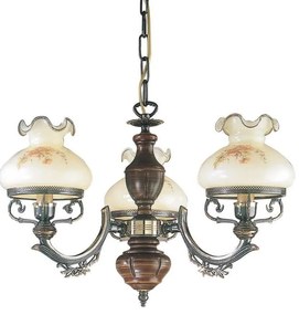 Candelabru clasic cu 3 brate design italian din alama cu lemn 2812