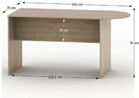 Masă curbată pentru sala de ședințe TEEMPOASISTENT 022, stejar sonoma