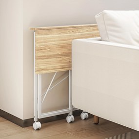 HOMCOM Masă pliabilă de 80 cm pe roți - Ton natural | Aosom Romania