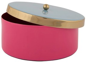 Cutie de depozitare roz din metal decorativă ø 16x6 cm Double Funky – PT LIVING