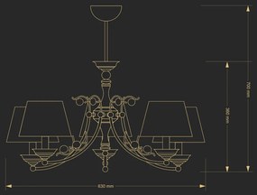 Candelabru 5 brate design clasic realizat manual CASAMIA