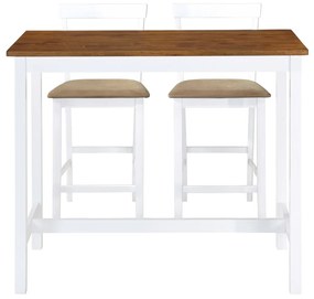 275233 vidaXL Set masă și scaune de bar, 3 piese, lemn masiv, maro și alb