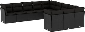 vidaXL Set canapele de grădină cu perne, 11 piese, negru, poliratan