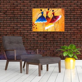 Tablou pe sticlă - Pictură în ulei, balerina (70x50 cm)