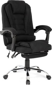 Scaun directorial, Masaj în perna lombară, Suport picioare, Rabatabil, textil, Negru