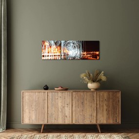 Tablou cu valuri de lumini (cu ceas) (90x30 cm)