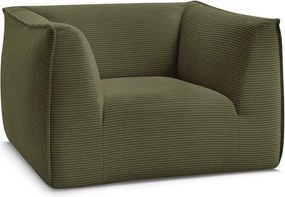 Fotoliu verde cu tapițerie din catifea reiată Giorgia – Bobochic Paris