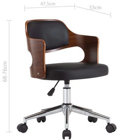 Scaun de birou pivotant, negru, lemn curbat si piele ecologica 1, black and dark brown