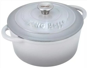 Oala din fonta cu capac Kinghoff KH 1520, 2.4 L, 21 cm, Emailata, Inductie, Gri