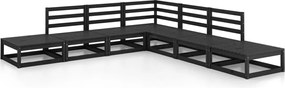 vidaXL Set mobilier de grădină, 7 piese, negru, lemn masiv de pin