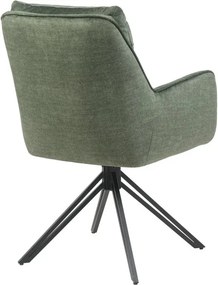 Set de 2 scaune pivotante, metal negru, catifea verde, PROMETHEUS