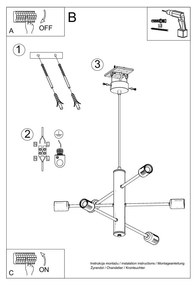 Lustră Nice Lamps Donato 6, negru