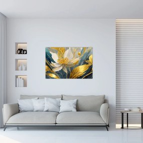Tablou - Pictura de flori de aur (90x60 cm)