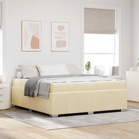 vidaXL Cadru de pat cu saltea Crem 180 x 200 cm țesătură