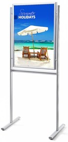 Infoboard cu clapa 70 x 100 cm, fata-verso, argintiu