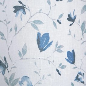 Draperie decorativă subtilă alb-albastră, cu motiv floral Lungime: 250 cm