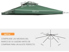 Outsunny Acoperiș de Schimb pentru Foișor, Material Impermeabil, 3x3m, Ușor de Montat, Rezistent la Intemperii | Aosom Romania