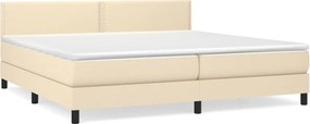 vidaXL Pat box spring cu saltea, crem, 200x200 cm, textil