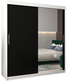 Dulap de haine 180 cm Toki 2 (alb mat + negru mat). 1065000