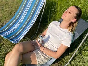 Sezlong pliabil de plaja SAND, dungi gri