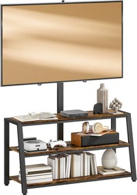 HOMCOM Comodă TV cu suport pentru televizoare de 81-178 cm, rafturi deschise, unghi reglabil 35°, 108x41x135cm, maro | Aosom Romania