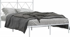 vidaXL Cadru de pat metalic cu tăblie, alb, 120x190 cm