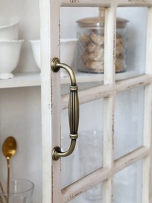 Dulap de perete shabby chic, alb antichizat, cu 2 polițe și ușă din sticlă