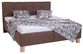 Pat tapițat cu spațiu de depozitare MARIA, 160 x 200 cm, fără saltea, maro
