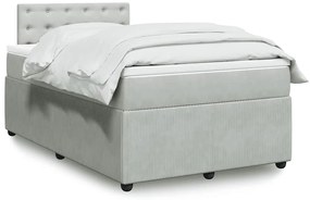 vidaXL Pat box spring cu saltea, gri deschis, 120x190 cm, catifea