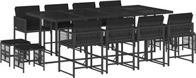 vidaXL Set mobilier de grădină cu perne, 13 piese, negru, poliratan