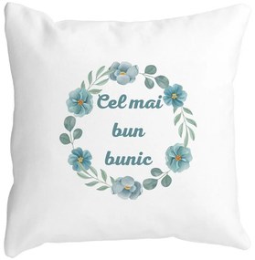 Perna Decorativa pentru Bunicul 4, 40x40 cm, Alba, Mata, Husa Detasabila, Burduf