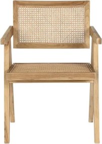 Scaun dining din lemn de tec si rattan, "Teqa"