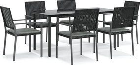 vidaXL Set mobilier de grădină cu perne, 7 piese, poliratan și oțel