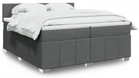 vidaXL Pat box spring cu saltea, gri închis, 200x200 cm, textil