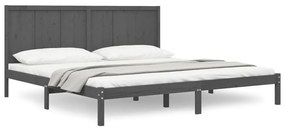 Cadru de pat Super King 6FT, gri, 180x200 cm, lemn masiv de pin Gri, 180 x 200 cm