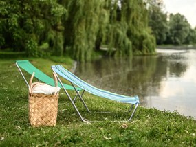 Sezlong pliabil de plaja SAND, dungi verzi