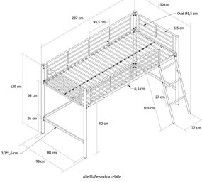 Pat pentru copii alb înalt 90x200 cm Jodie – Støraa