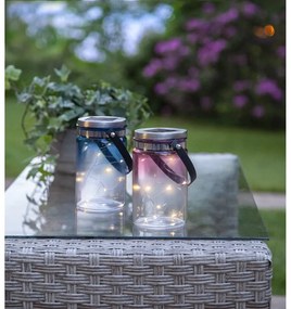 Felinar solar pentru exterior Star Trading Tint Lantern Pink, înălțime 15 cm