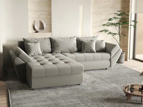 Colțar extensibil dumonde cu ladă de depozitare si sezut confortabil din spuma high-density, Loana Royal Grey 270x185 cm