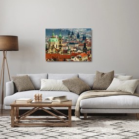 Tablou pe sticlă - Panorama din Praga (70x50 cm)