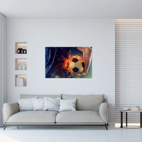 Tablou - Minge de fotbal în flăcări (90x60 cm)
