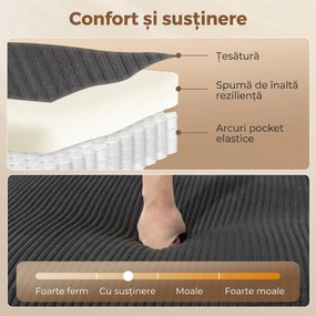 HOMCOM Canapea Extensibilă de Colț 282 cm, cu 2 Șezlonguri cu Depozitare, Gri Închis | Aosom Romania