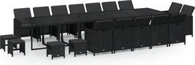 vidaXL Set mobilier de grădină cu perne, 19 piese, negru, poliratan