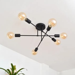 LED Lustră aplicată CAMBRIDGE 6xE27/8W/230V neagră