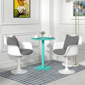 HOMCOM Masă de dining rotundă pentru 2 persoane Ø60 cm modernă cu bază rotundă cadru din oțel pentru interior și exterior verde | Aosom Romania
