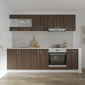 Set haaus V15, Stejar Bronz/Alb, Blat Thermo 28 mm, L 240 cm