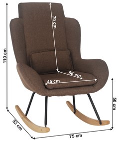 Fotoliu balansoar, material textil maro deschis/lemn, HARPER